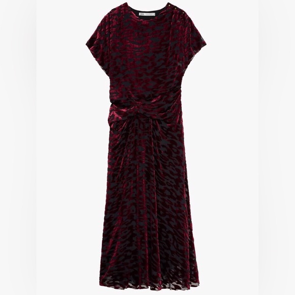 ZARA Velvet Silk Draped Long Dress Limited Edition - Picture 5 of 15